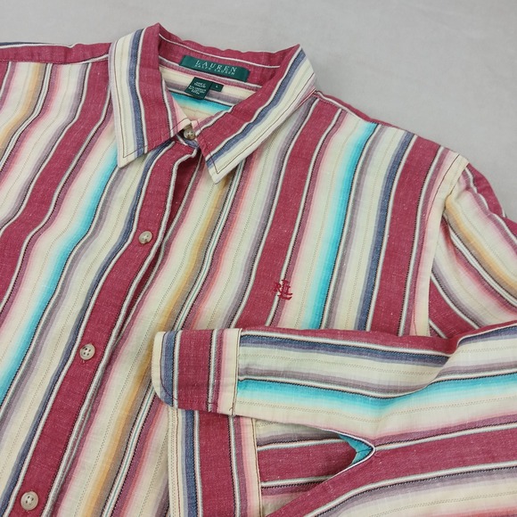 Lauren Ralph Lauren Tops - Lauren Ralph Lauren Large Womens Shirt Linen Blend 20x25 Button Up Long Sleeve